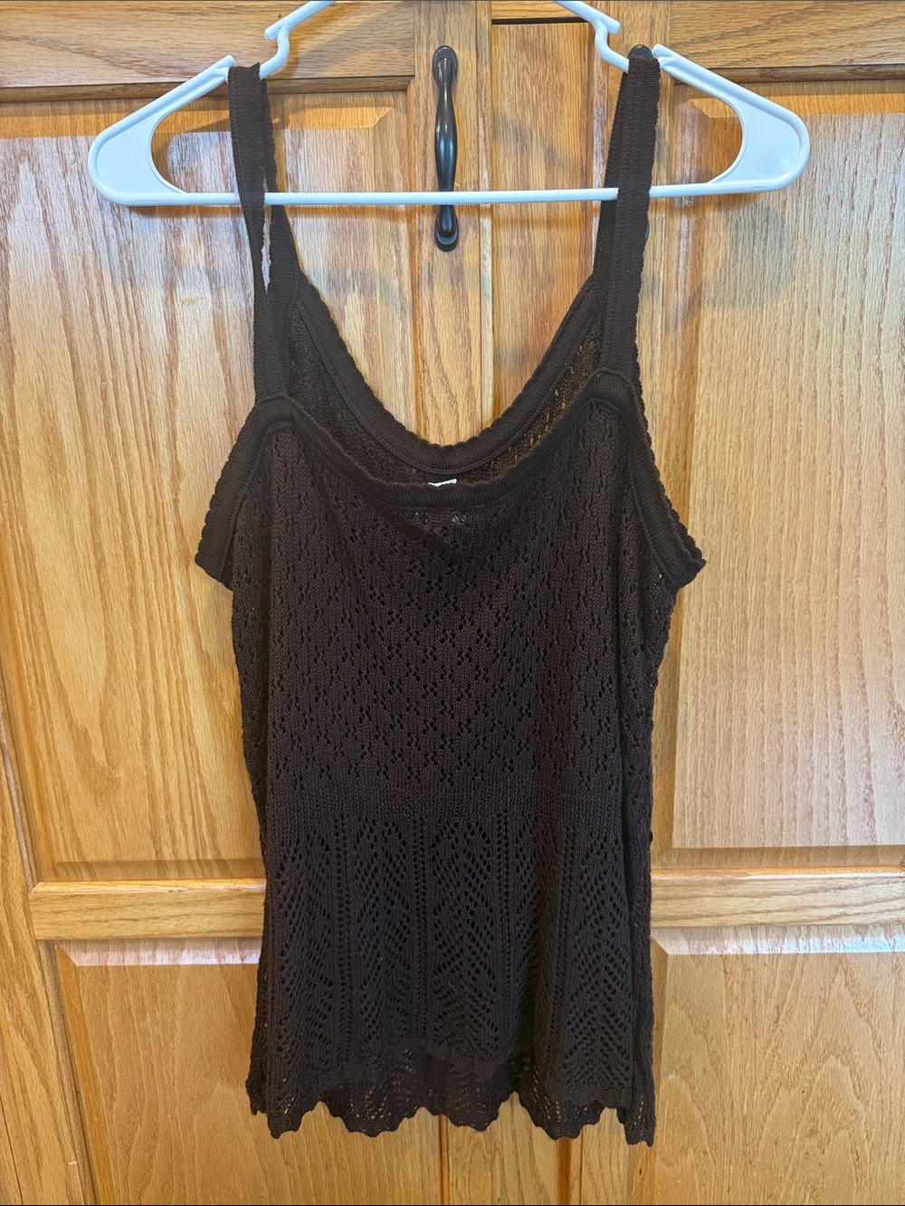 632 American Attitude Plus Size 2X Brown Open Knit Sweater Tank Top Ribbon Waist - Picture 5 of 5